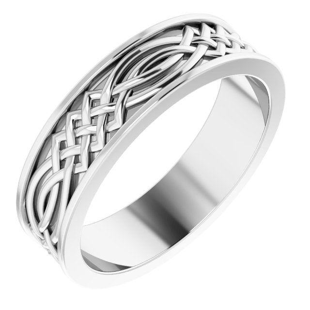 14K White 6 mm Celtic - Inspired Band - Balacia