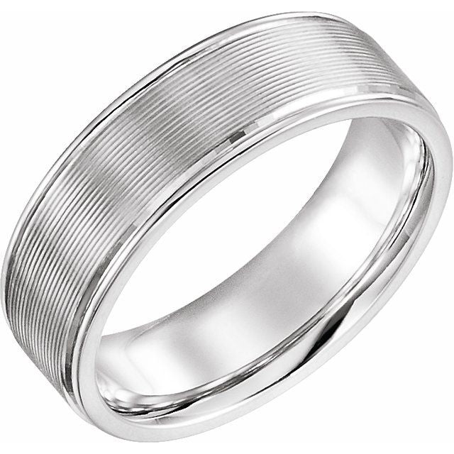 14K White 6 mm Grooved Band - Balacia