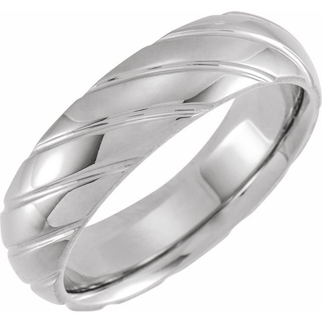 14K White 6 mm Grooved Band - Balacia