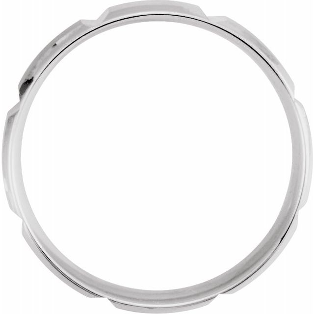 14K White 6 mm Grooved Beveled Edge Band - Balacia