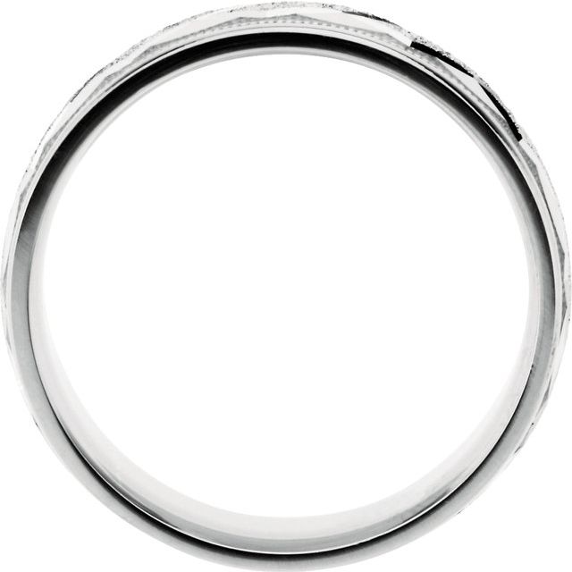 14K White 7 mm Design Band with Satin Finish &amp; Milgrain - Balacia