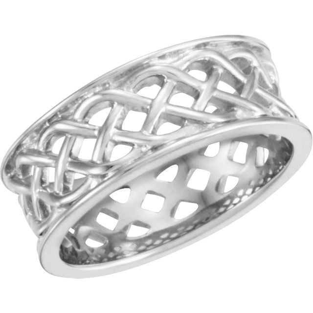 14K White 8 mm Celtic - Inspired Band - Balacia