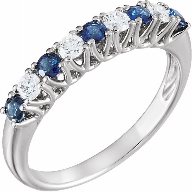 14K White Blue Sapphire & 1/4 CTW Diamond Anniversary Band - Balacia