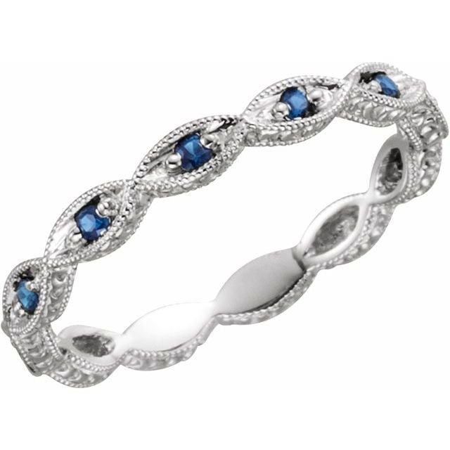 14K White Blue Sapphire Anniversary Band - Balacia