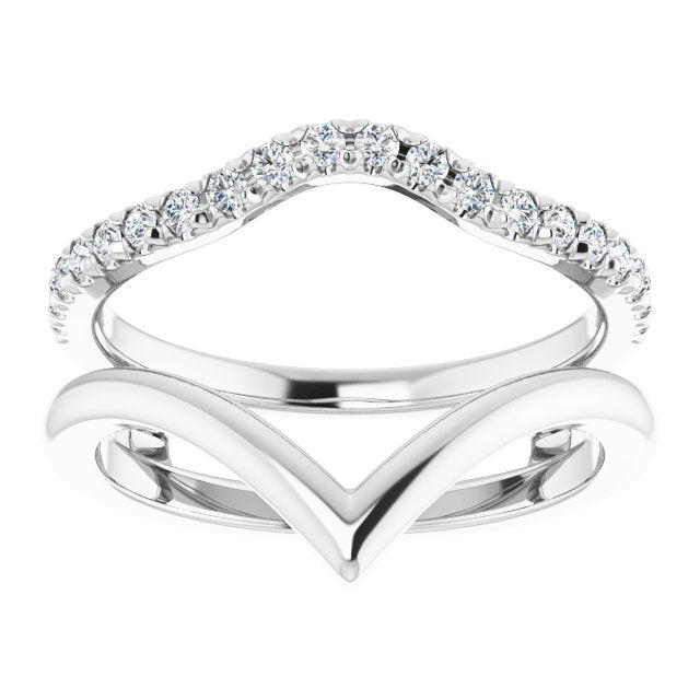 14k White Diamond Accented V - Shaped Ring Guard - Balacia