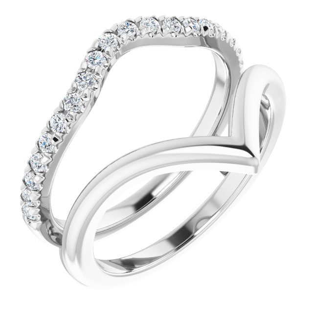 14k White Diamond Accented V - Shaped Ring Guard - Balacia