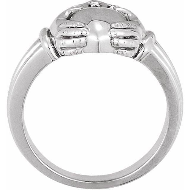 14K White Men&#39;s .03 CTW Diamond Claddagh Ring - Balacia