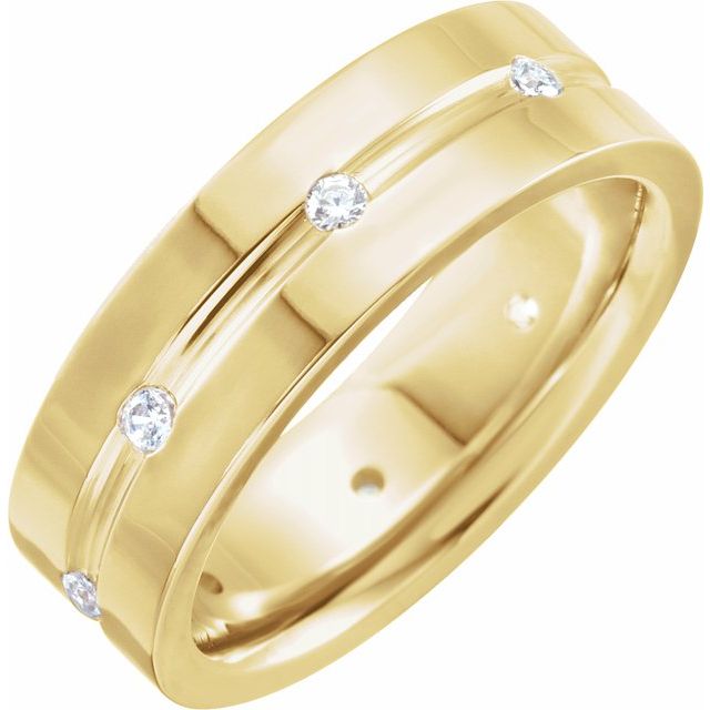 14K Yellow 1/6 CTW Diamond Grooved Band - Balacia