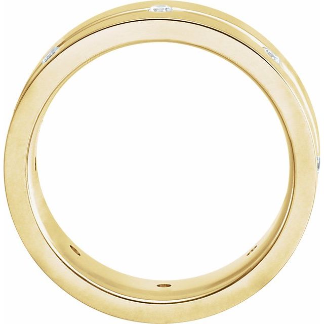 14K Yellow 1/6 CTW Diamond Grooved Band - Balacia