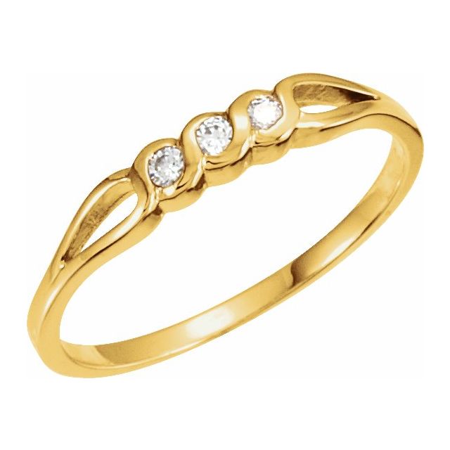 14K Yellow 1.8 mm Round Three - Stone Anniversary Ring Mounting - Balacia