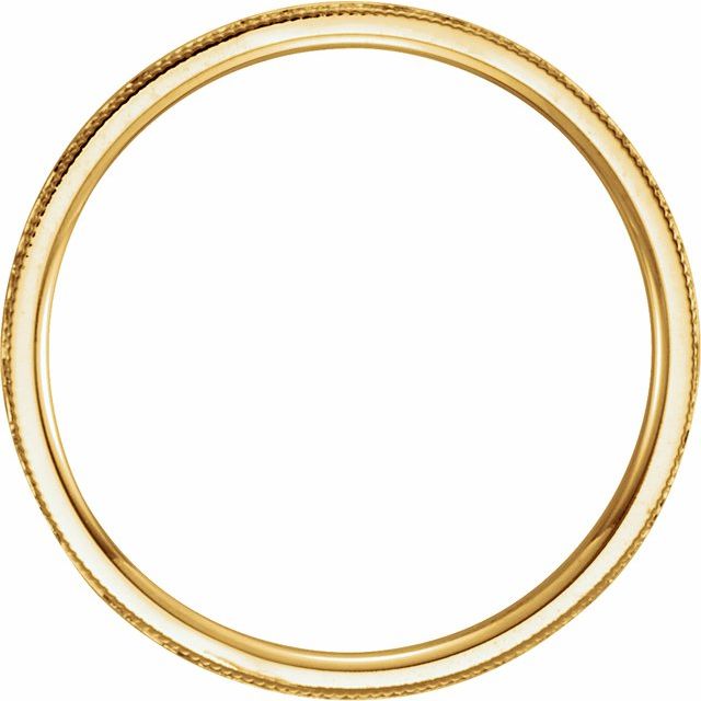 14K Yellow 2 mm Flat Band with Hammer Finish &amp; Milgrain - Balacia