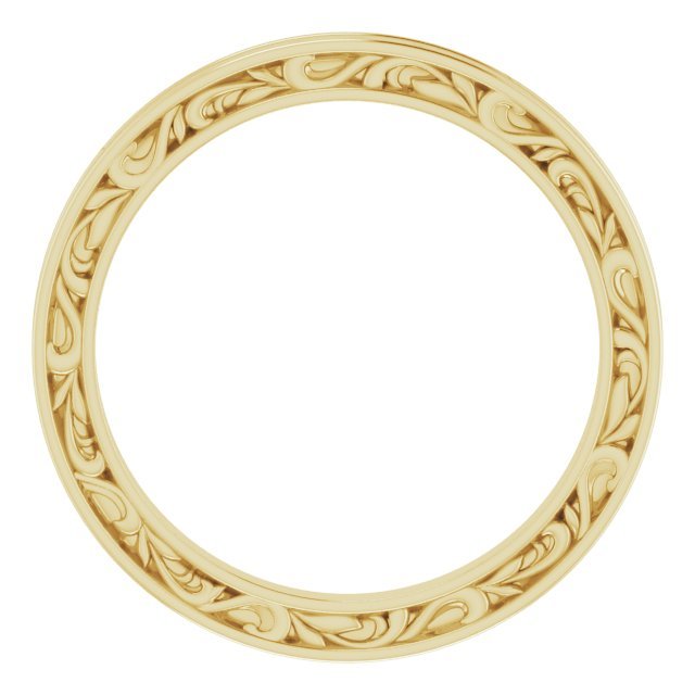 14K Yellow 2 mm Sculptural - Inspired Leaf Band - Balacia