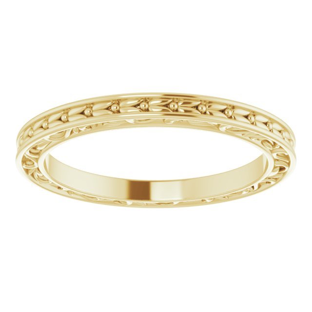 14K Yellow 2 mm Sculptural - Inspired Leaf Band - Balacia