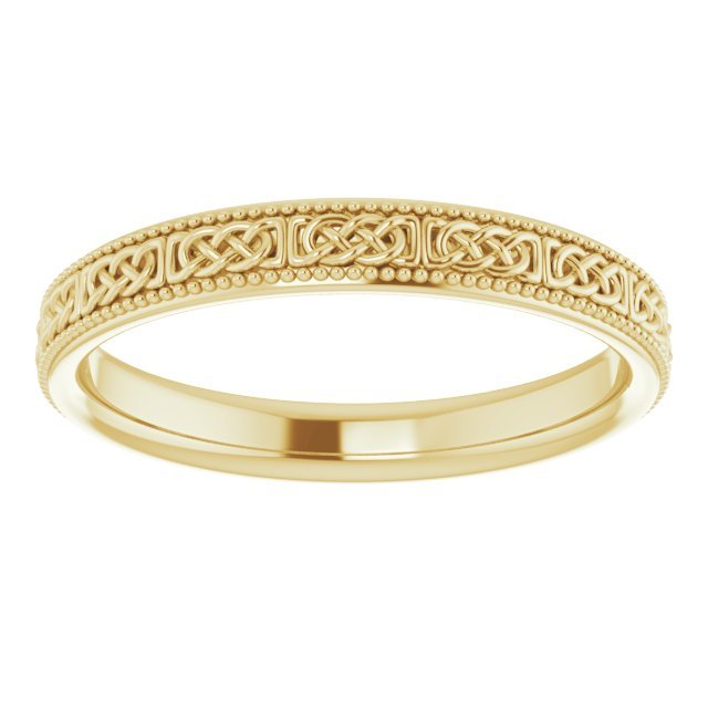 14K Yellow 3 mm Celtic - Inspired Milgrain Band - Balacia