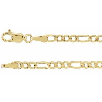 14K Yellow 3 mm Figaro 16" Chain - Balacia