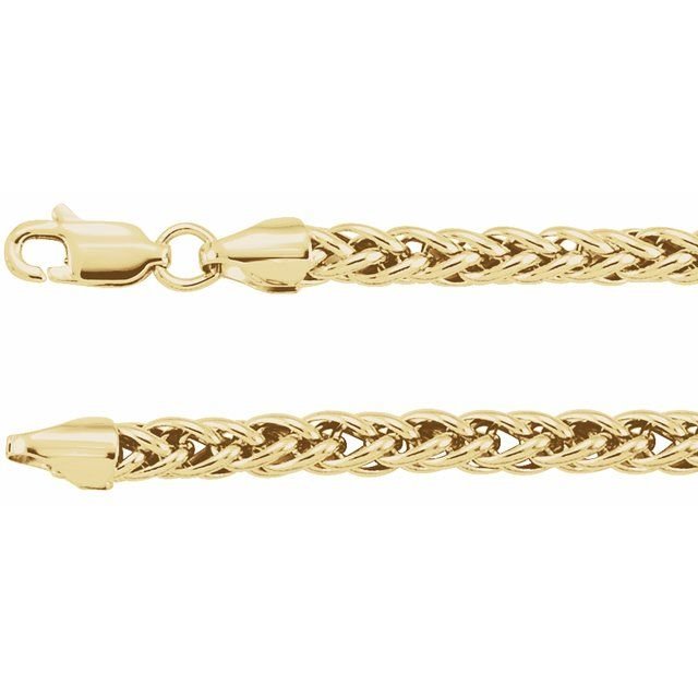 14K Yellow 3.25 mm Hollow Palma Wheat 18" Chain - Balacia