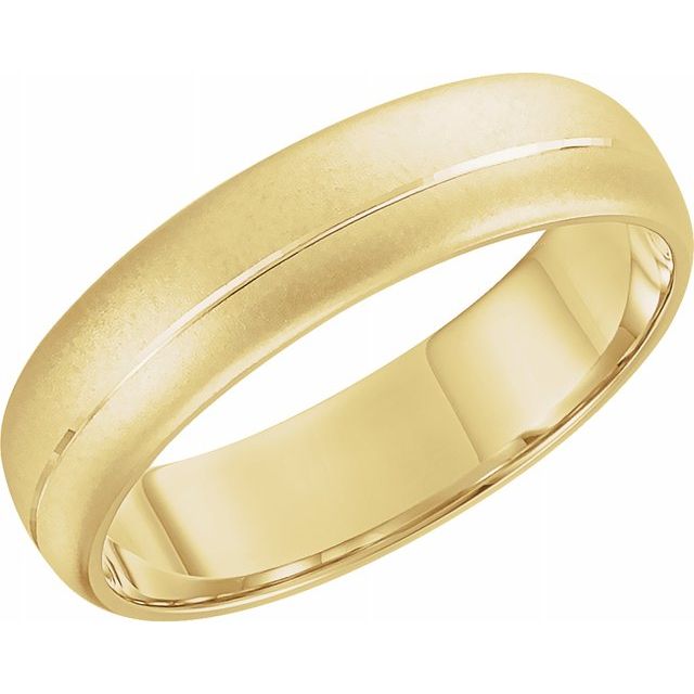 14K Yellow 6 mm Grooved Band with Beadblast Finish - Balacia