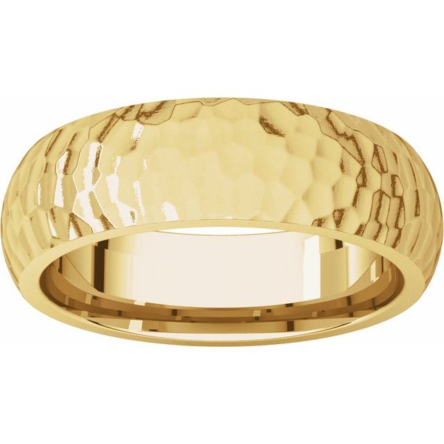 14K Yellow 6 mm Half Round Band with Hammer Finish - Balacia