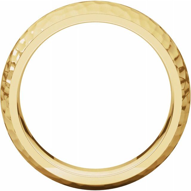 14K Yellow 6 mm Half Round Band with Hammer Finish - Balacia