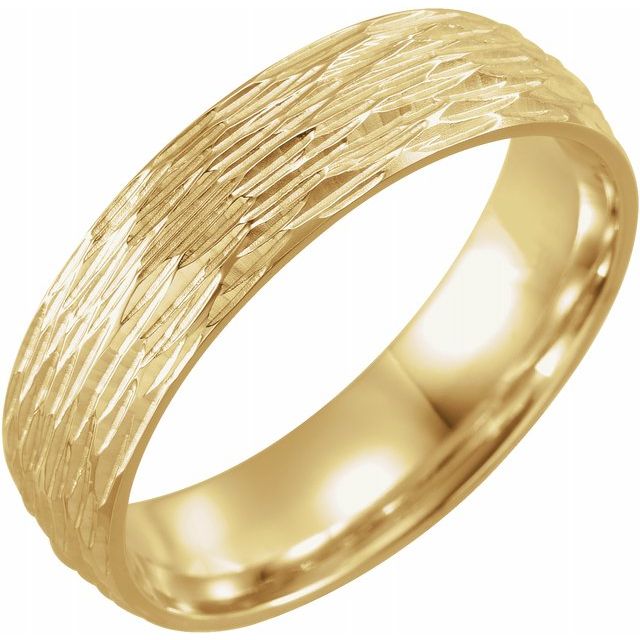 14K Yellow 6 mm Tree Bark Pattern Band - Balacia