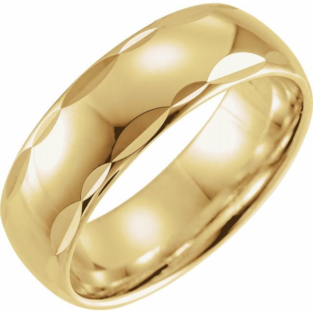 14K Yellow 7 mm Scalloped Edge Band - Balacia