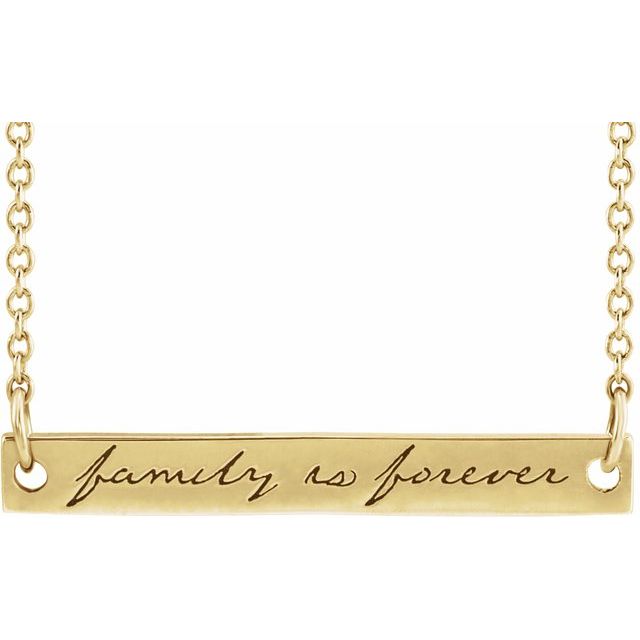 14K Yellow Gold Family is Forever Bar 18&quot; Necklace - Balacia