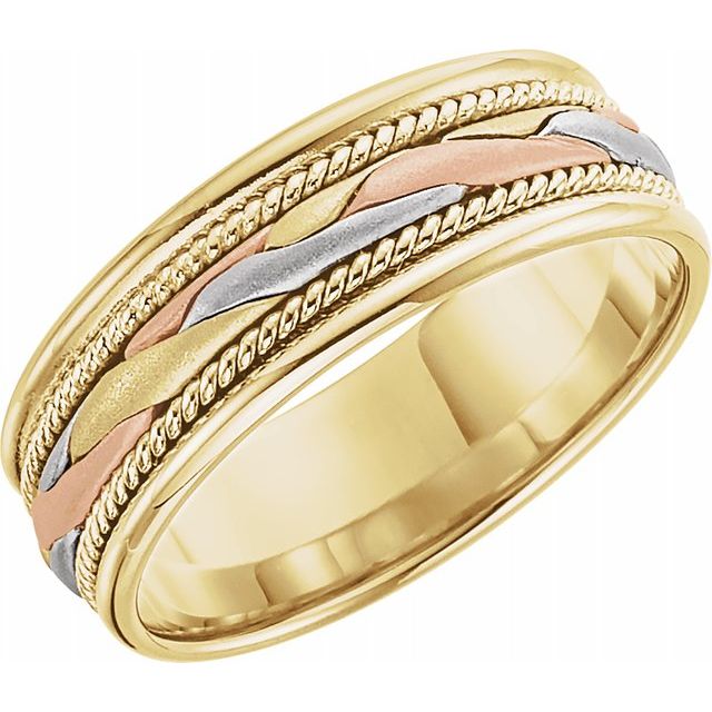 14K Yellow/White/Rose 7 mm Woven Band - Balacia