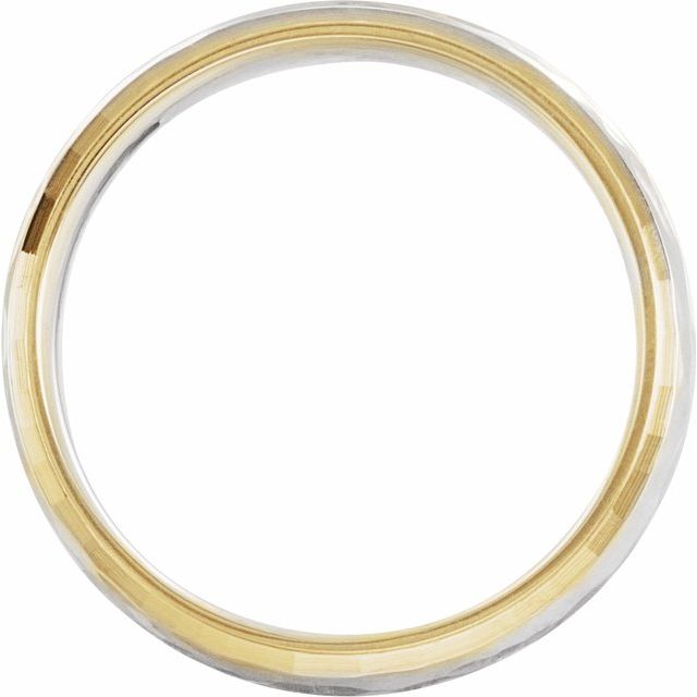 14K Yellow/White/Yellow 6 mm Flat Edge Band with Hammer Finish - Balacia