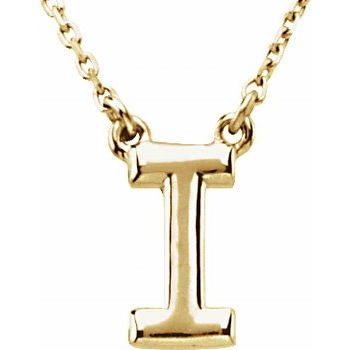 14K Block Initial I 16&quot; Necklace