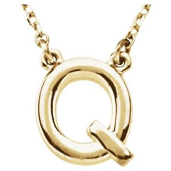 14K Block Initial Q 16&quot; Necklace