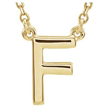 14K Block Initial F 16" Necklace