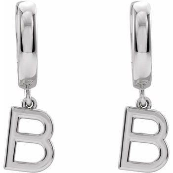 18K Initial B Hinged Huggie Earring - Balacia