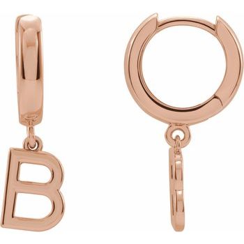 18K Initial B Hinged Huggie Earring - Balacia