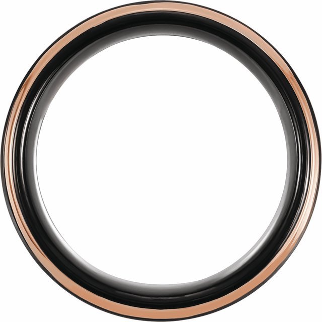 18K Rose Gold PVD and Black PVD Tungsten 8 mm Flat Grooved Band - Balacia