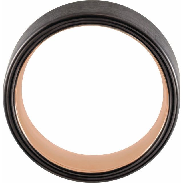 18K Rose Gold PVD & Black PVD Tungsten 8 mm Flat Edge Band - Balacia