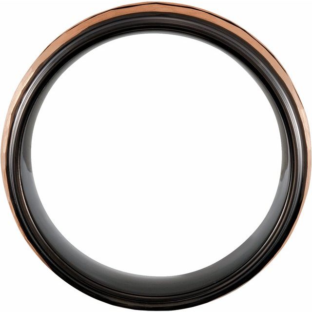 18k Rose Gold PVD &amp; Black PVD Tungsten 8 mm Grooved - Balacia