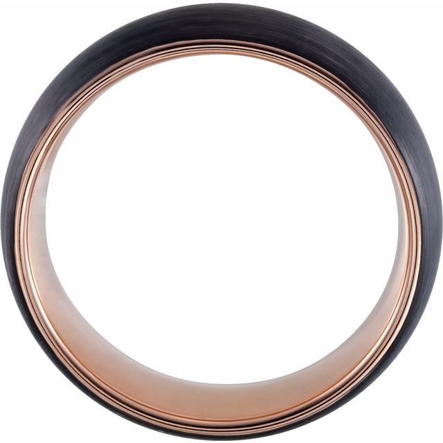 18K Rose Gold PVD &amp; Black PVD Tungsten 8 mm Half Round Band - Balacia