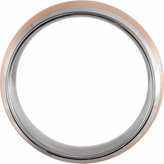 18K Rose Gold PVD Tungsten 8 mm Beveled Edge Band with Satin Finish - Balacia