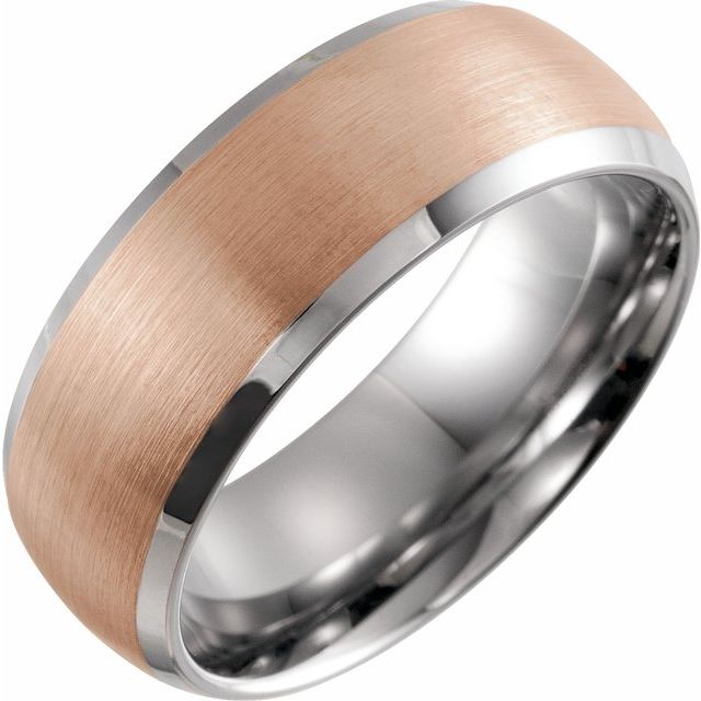 18K Rose Gold PVD Tungsten 8 mm Beveled Edge Band with Satin Finish - Balacia