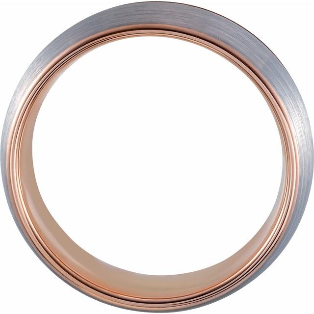 18K Rose Gold PVD Tungsten 8 mm Grooved Band with Satin Finish - Balacia