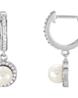 14K Cultured White Freshwater Pearl & 1/5 CTW Natural Diamond Earrings