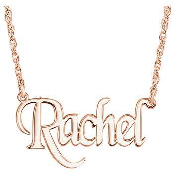 Custom Any Name 14K Block Nameplate 18&quot; Necklace