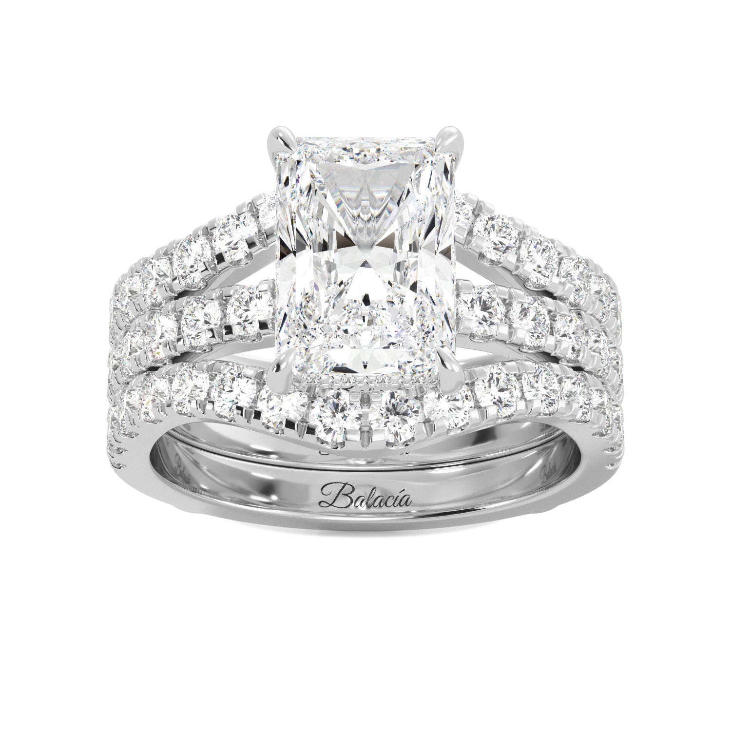 2.5 Carat Radiant Cut Hidden Halo Ring Guard Set - Balacia