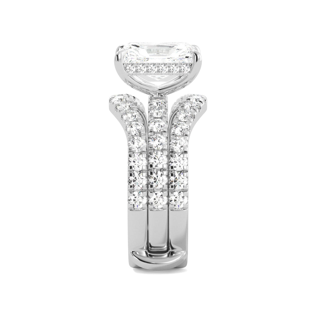 2.5 Carat Radiant Cut Hidden Halo Ring Guard Set - Balacia