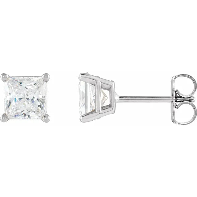 Princess Cut Diamond Studs 14k Earrings