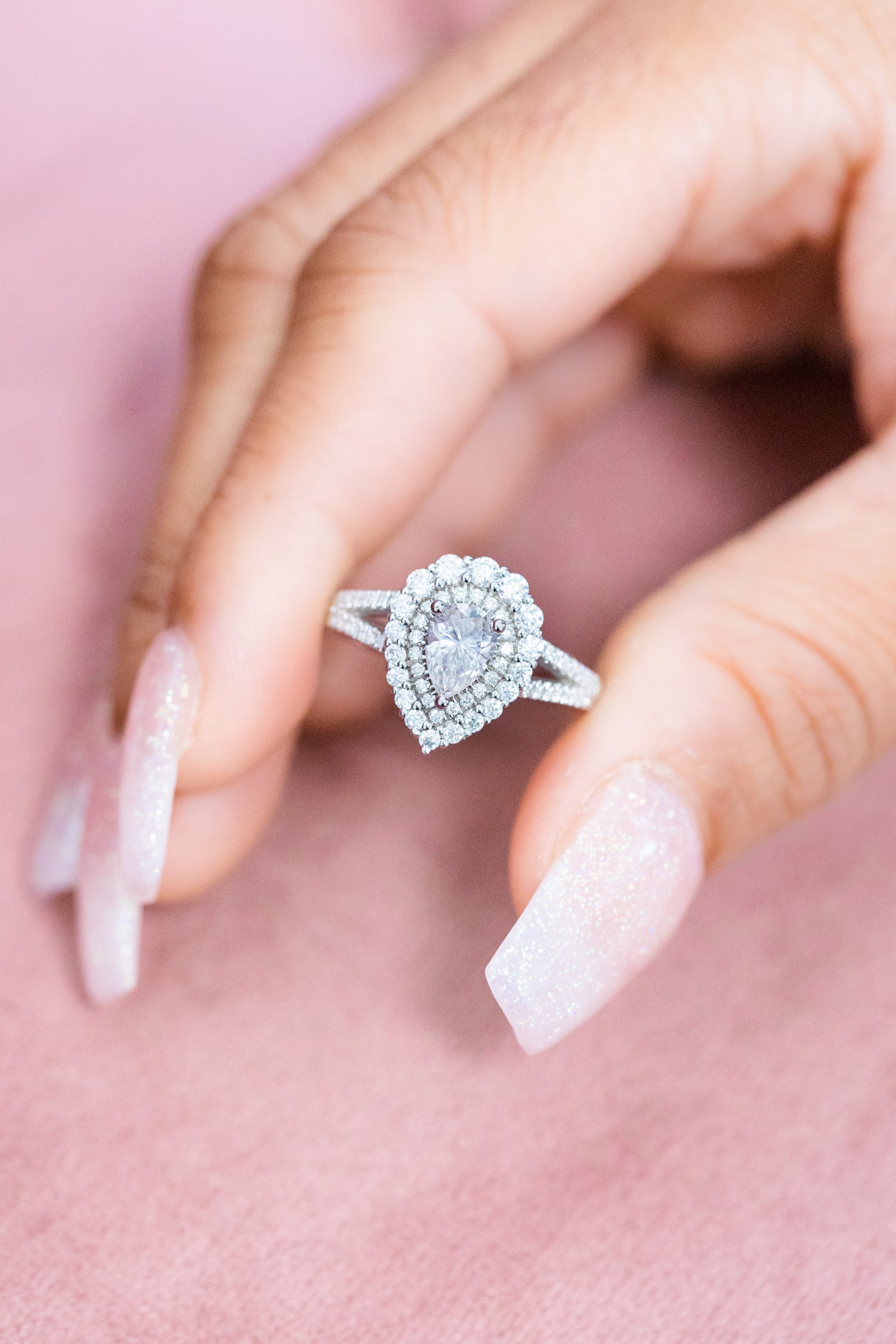 1.75 ctw Pear Natural Diamond Engagement Ring 14k White Gold