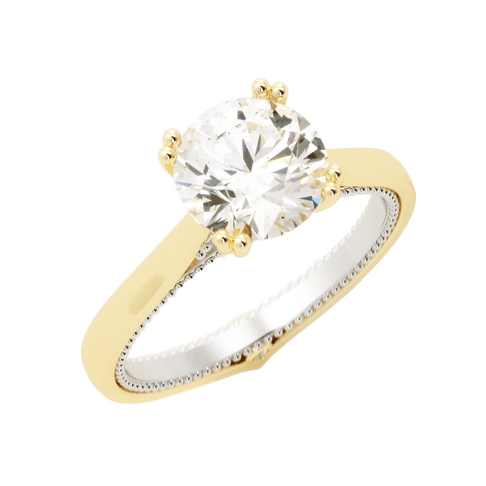 2.9 Carat Round Cut Diamond Engagement Ring 14k Yellow/White Gold - Balacia