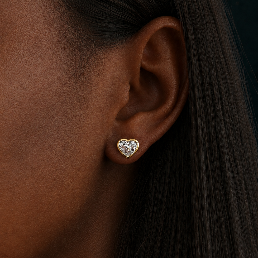Gold Heart Diamond Earrings ctw