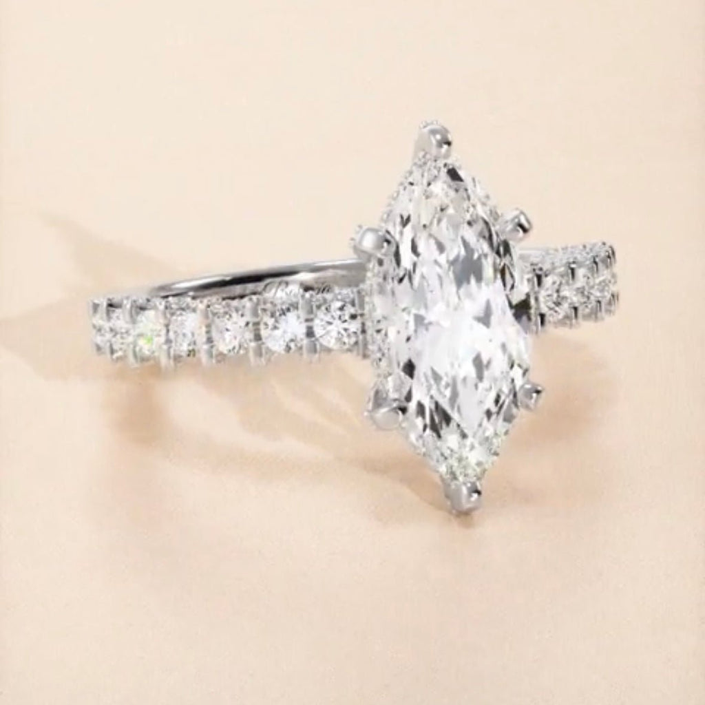 3 Carat Marquise Iced Out Diamond Engagement Ring - Balacia