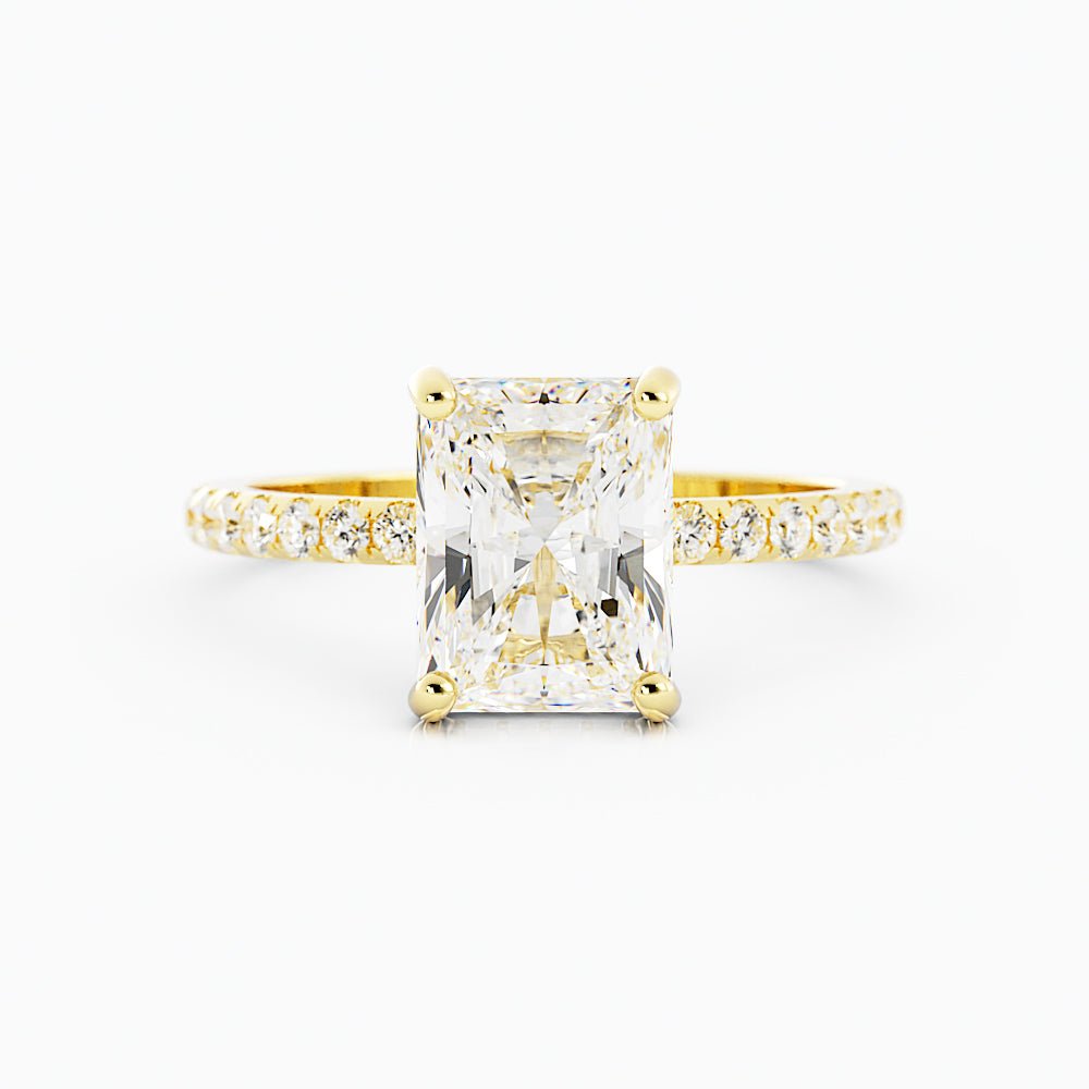 3 Carat Radiant Cut Moissanite Engagement Ring 14k Yellow Gold - Balacia